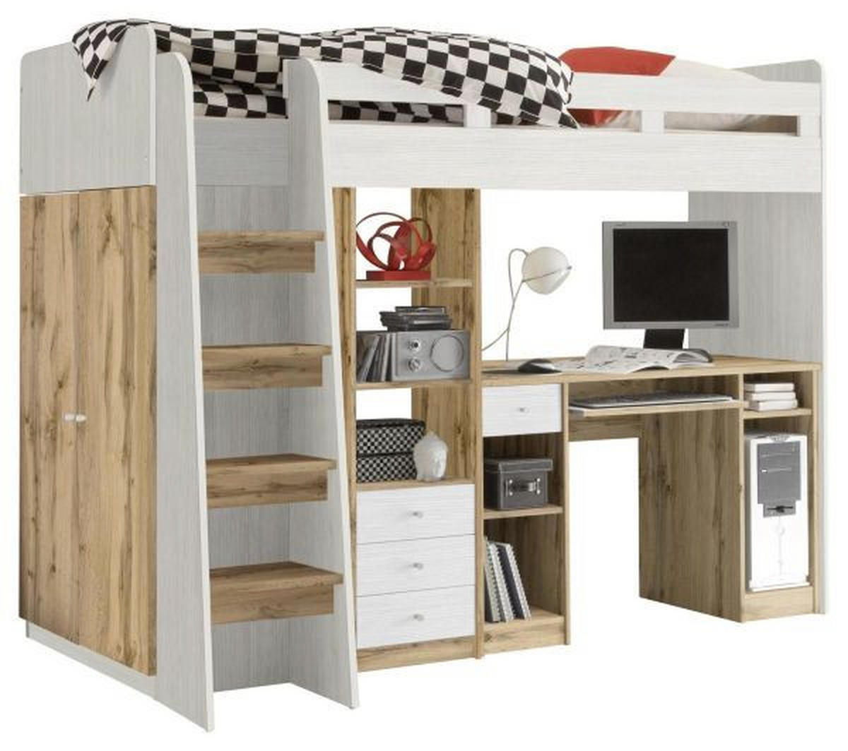 HOCHBETT 90/200 cm  - Eichefarben/Weiß, KONVENTIONELL, Holzwerkstoff (90/200cm) - Carryhome