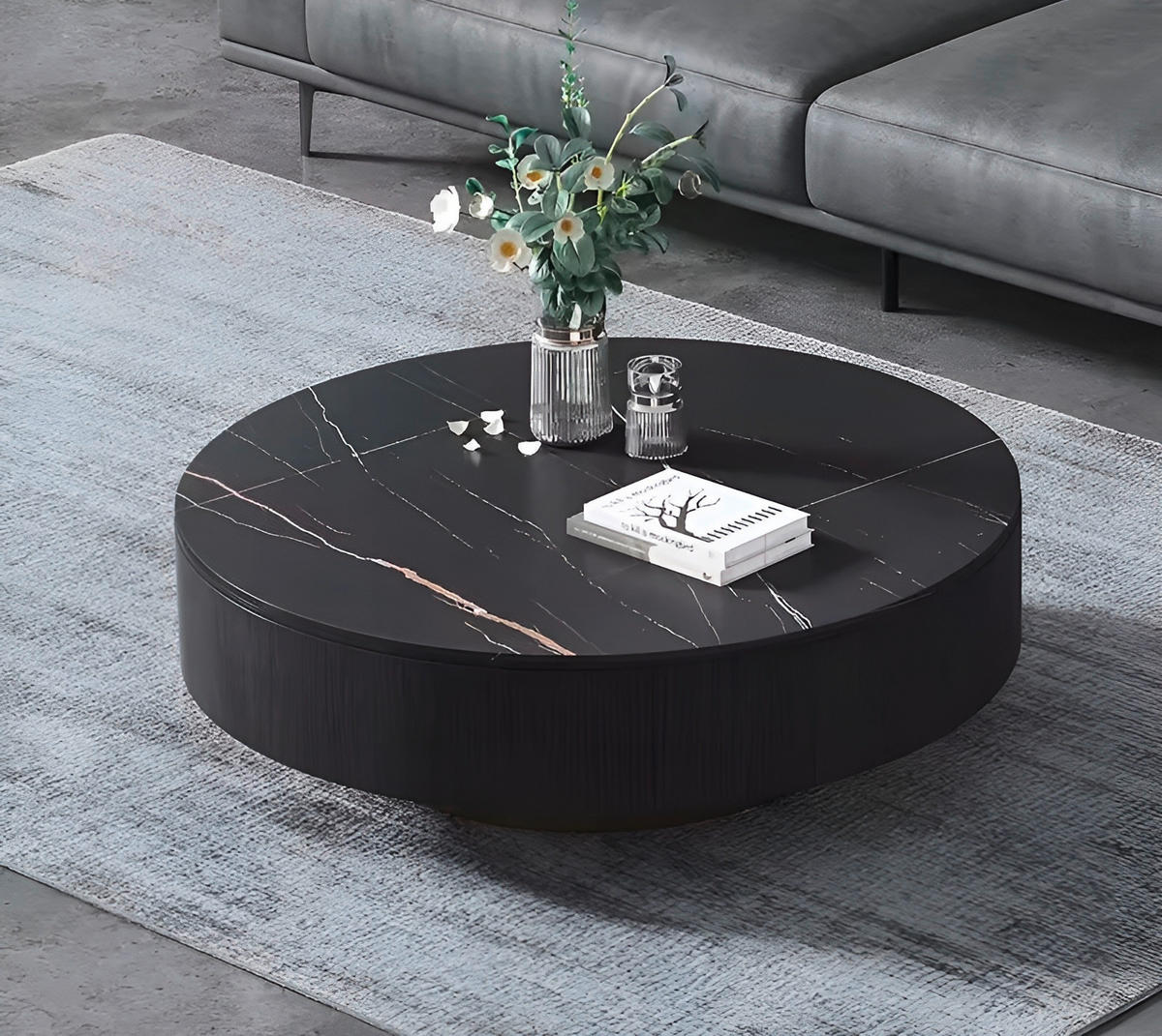 COUCHTISCH in Metall, Stein, Holzwerkstoff 90/90/36 cm  - Goldfarben/Schwarz, Design, Holzwerkstoff/Stein (90/90/36cm) - Modante