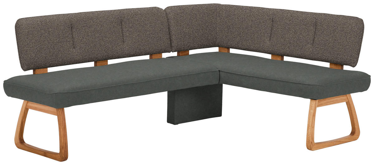 ECKBANK 208/155 cm Webstoff, Mikrofaser Grau, Dunkelgrau Eiche vollmassiv   - Dunkelgrau/Grau, KONVENTIONELL, Holz/Textil (208/155cm) - Venda