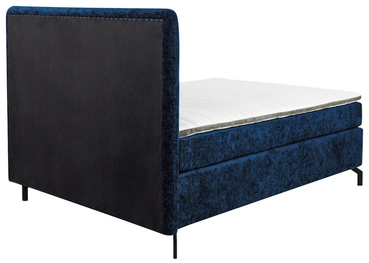BOXSPRINGBETT 140/200 cm  in Dunkelblau  - Schwarz/Dunkelblau, Design, Textil/Metall (140/200cm) - Esposa