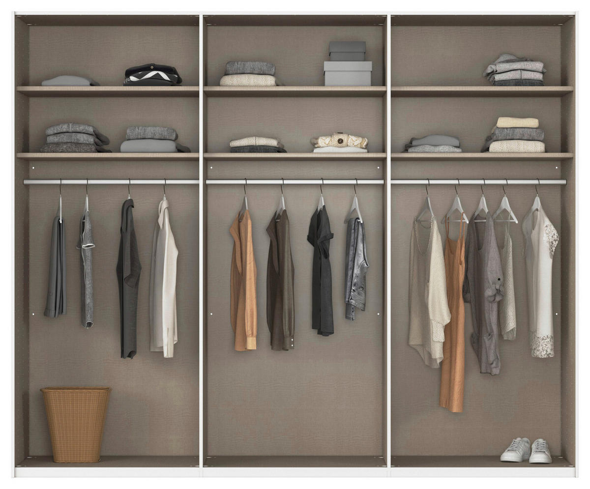 SCHWEBETÜRENSCHRANK 271/223/68 cm 3-türig Weiß, Schwarz  - Schwarz/Weiß, KONVENTIONELL, Glas/Holzwerkstoff (271/223/68cm) - Novel