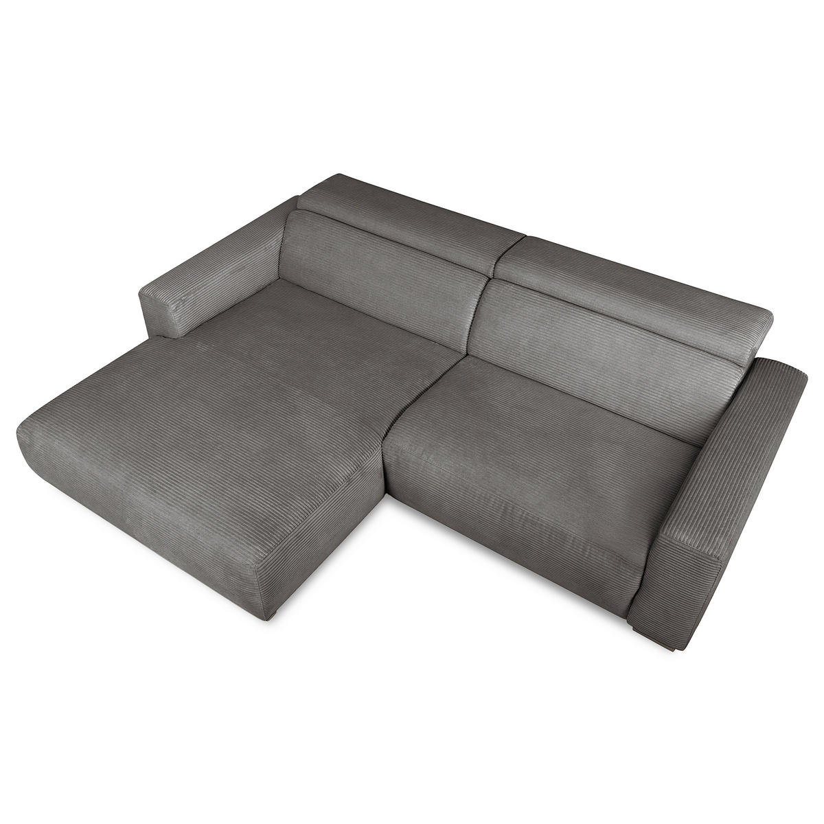 ECKSOFA RENO Grau Cord Relaxfunktion, Kopfteilverstellung  - Schwarz/Grau, Design, Kunststoff/Textil (184/248cm) - Livetastic