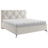 POLSTERBETT gepolstertes Kopfteil, Lattenrost Creme 140/200 cm  - Creme/Schwarz, MODERN, Holz/Textil (140/200cm) - Boxxx