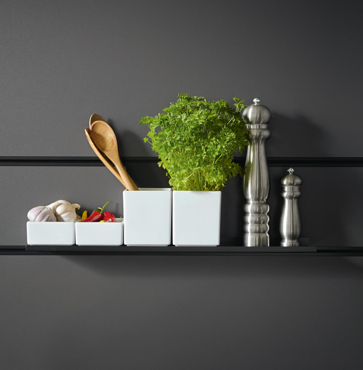 EINBAUKÜCHE SILVIA  - Rot/Schwarz, Design, Holzwerkstoff - Novel