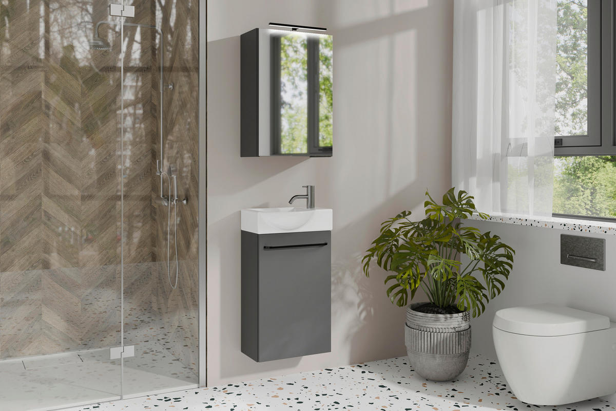 SPIEGELSCHRANK 40/60/20 cm  - Anthrazit, MODERN, Glas/Holzwerkstoff (40/60/20cm) - MID.YOU