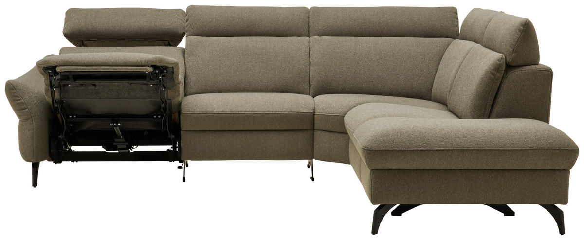 ECKSOFA Flachgewebe Taupe  - Taupe/Anthrazit, Konventionell, Textil/Metall (272/233cm) - Himolla Komfortklass