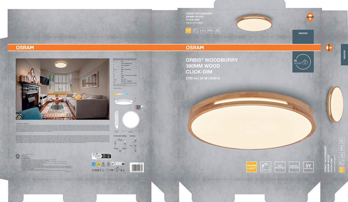 LED-DECKENLEUCHTE 39/7 cm  - Design, Kunststoff/Metall (39/7cm) - Osram