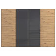 SCHWEBETÜRENSCHRANK 316/235/68 cm 4-türig Schwarz, Eiche Artisan  - Chromfarben/Schwarz, KONVENTIONELL, Glas/Holzwerkstoff (316/235/68cm) - Novel