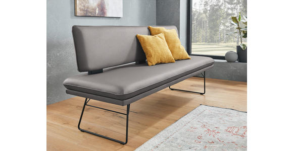 SITZBANK in Metall, Textil Grau, Schwarz  - Schwarz/Grau, Design, Textil/Metall (195/91/65cm) - Dieter Knoll