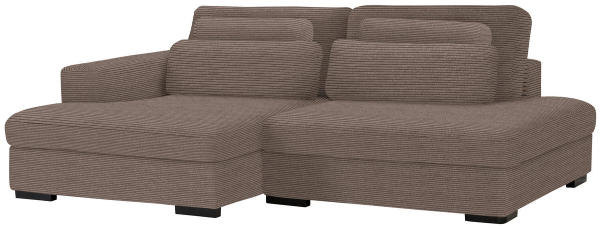 ECKSOFA in Cord, Velours Braun  - Schwarz/Braun, Design, Kunststoff/Textil (158/223cm) - Lomoco