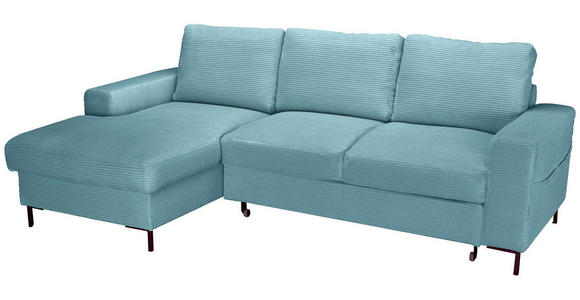 ECKSOFA Türkis Cord  - Türkis/Schwarz, KONVENTIONELL, Textil/Metall (150/240cm) - Carryhome