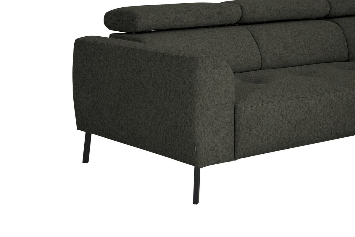 ECKSOFA in Chenille Graubraun  280/205 cm  - Graubraun/Schwarz, Design, Textil/Metall (280/205cm) - Xora