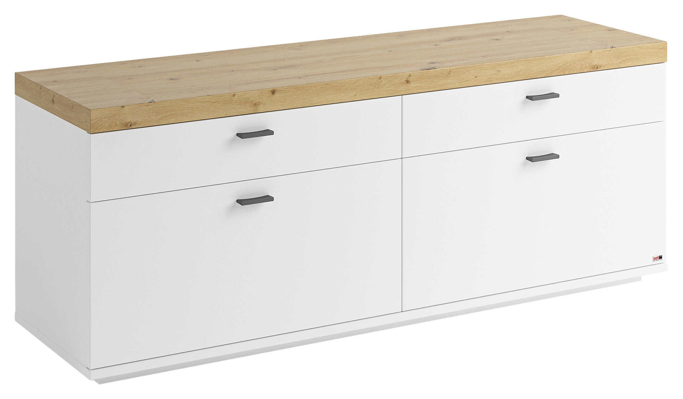 LOWBOARD  in 150,1/58,7/43,8 cm  - Weiß/Eiche Artisan, Design, Holzwerkstoff/Metall (150,1/58,7/43,8cm) - SetOne by Musterring