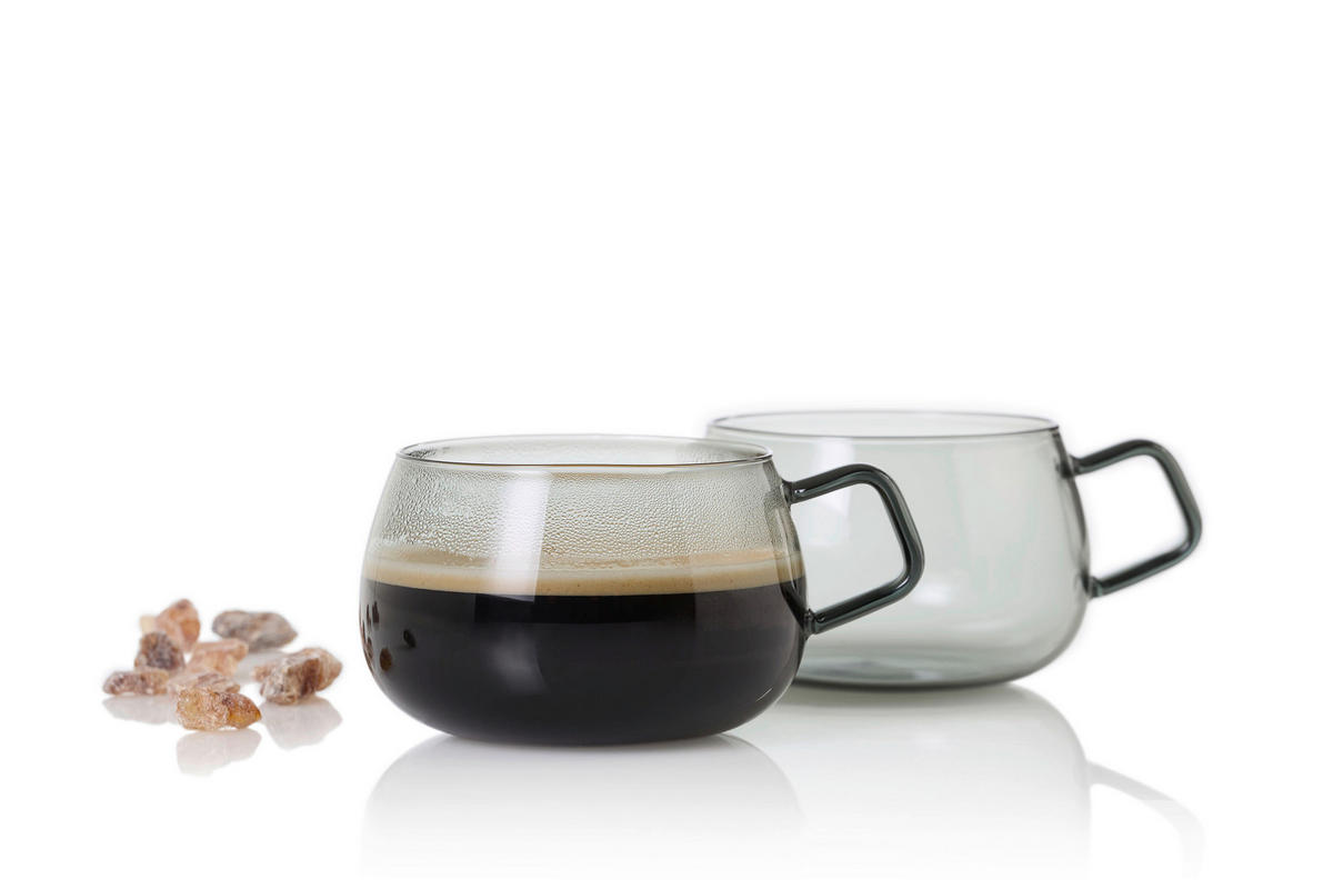 TEEGLÄSERSET  2-teilig  - Grau, Design, Glas (10/6,5cm) - AdHoc