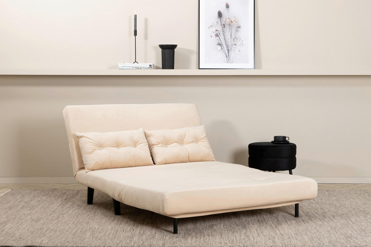 SCHLAFSOFA in Textilgeflecht Creme  - Creme, Design, Textil/Metall (120/88/80cm) - Livetastic