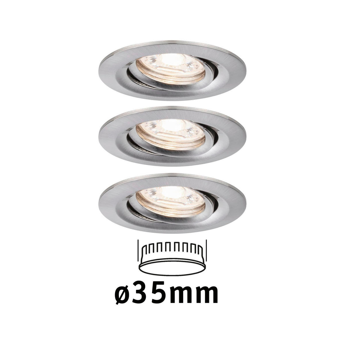 LED-EINBAUSPOT SET 6,6 cm  - Edelstahlfarben, Design, Metall (6,6cm) - Paulmann