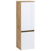 MIDISCHRANK 40/130/35 cm  - Eichefarben/Silberfarben, KONVENTIONELL, Glas/Holzwerkstoff (40/130/35cm) - Held