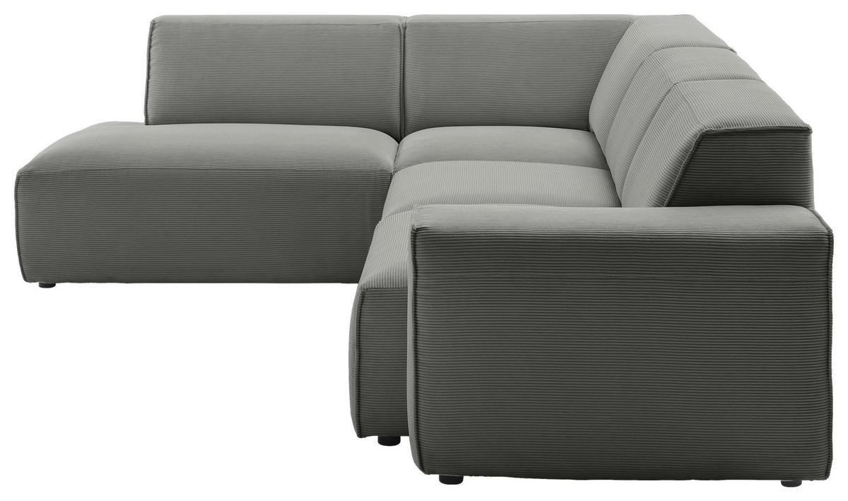 ECKSOFA in Cord Grau  - Schwarz/Grau, Design, Kunststoff/Textil (210/270cm) - Pure Home Lifestyle