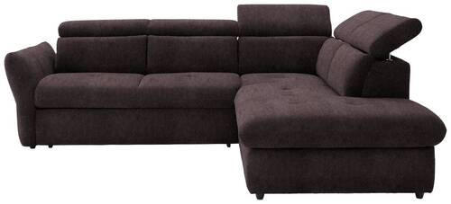 ECKSOFA in Velours Braun  254/224 cm  - Schwarz/Braun, Design, Kunststoff/Textil (254/224cm) - Stylife