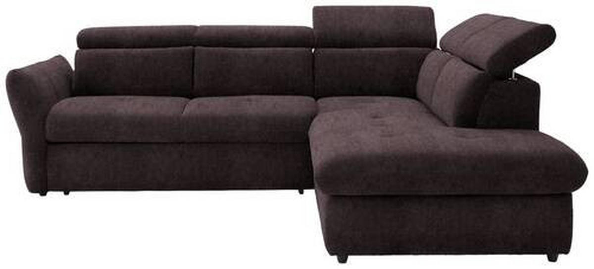 ECKSOFA in Velours Braun  254/224 cm  - Schwarz/Braun, Design, Kunststoff/Textil (254/224cm) - Stylife