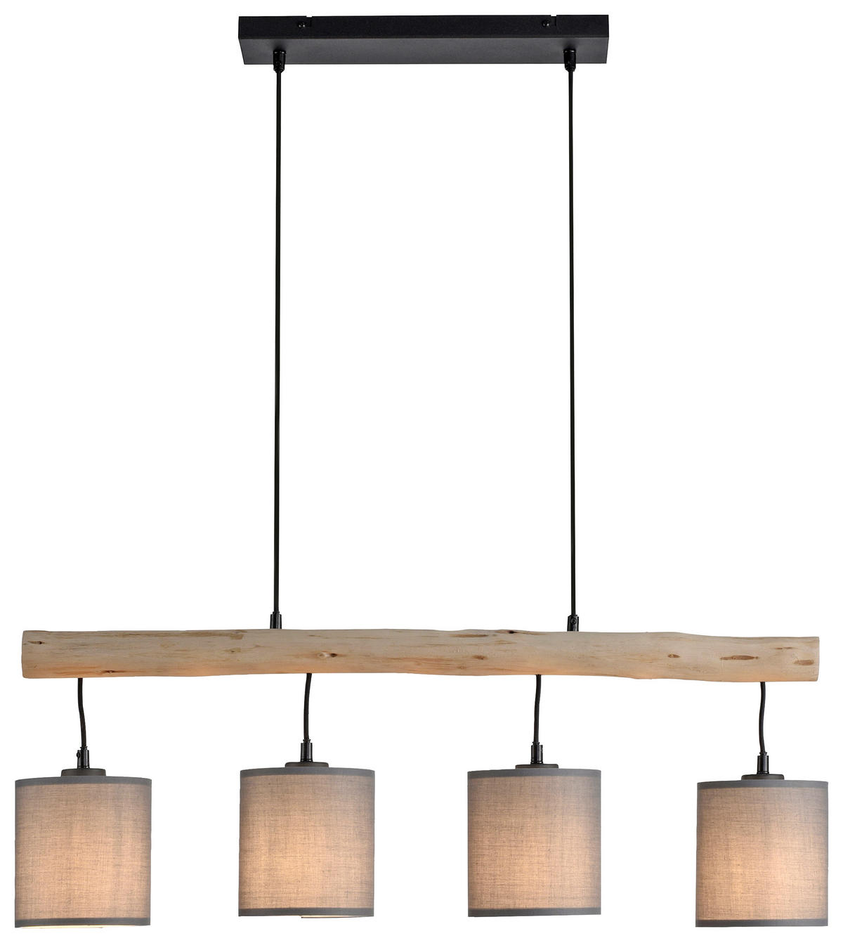 PENDELLEUCHTE Tribu 82,5/13,5/60-120 cm   - Taupe/Schwarz, Natur, Holz/Kunststoff (82,5/13,5/60-120cm)