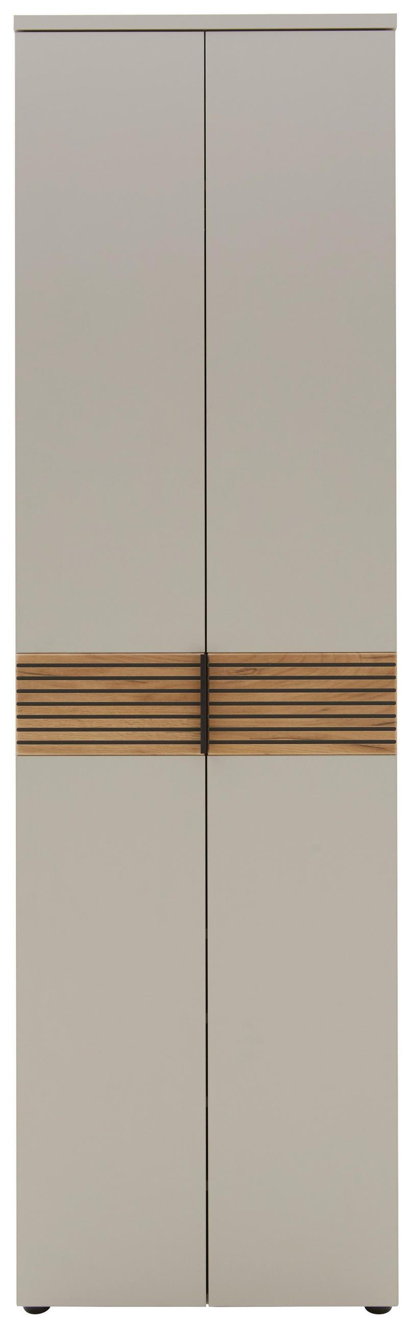 Thumbnail - Voleo Garderobenschrank, Eiche, Kaschmir, Metall, 5 Fächer, 59x199x40 cm, Made in Germany, Beimöbel erhältlich, Garderob...