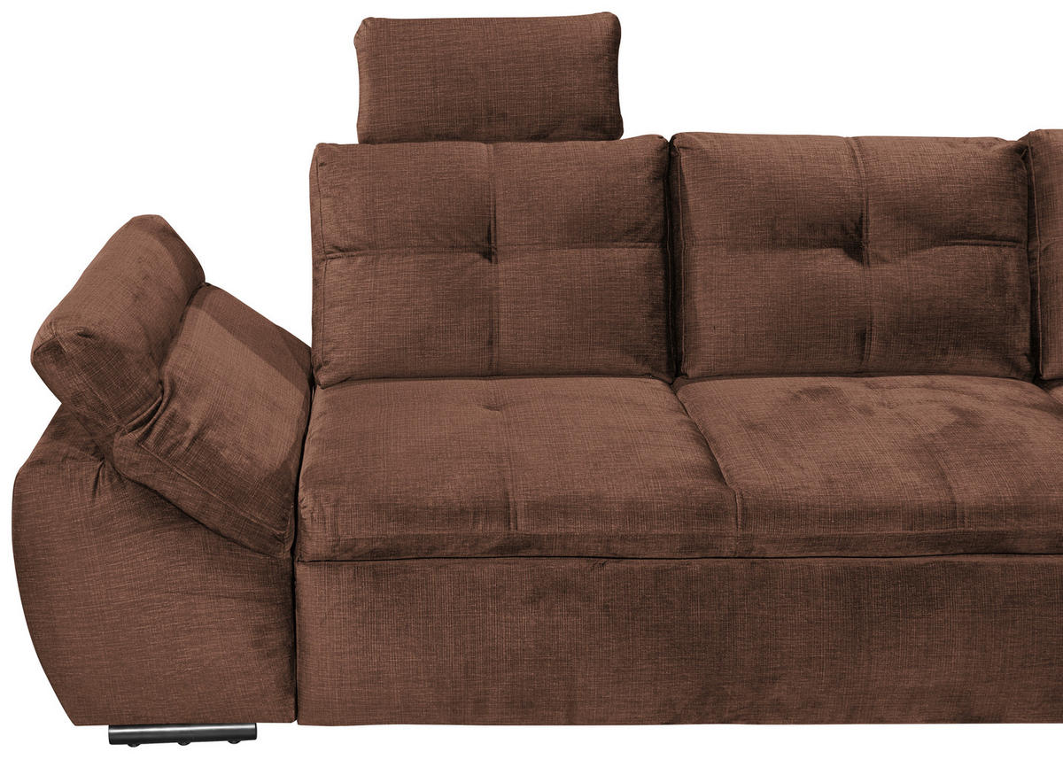 ECKSOFA in Mikrovelours Kupferfarben  - Schwarz/Kupferfarben, Konventionell, Kunststoff/Textil (265/217cm) - Carryhome