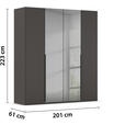 DREHTÜRENSCHRANK 201/223/61 cm 4-türig  - Graphitfarben/Grau, Trend, Glas/Holzwerkstoff (201/223/61cm) - Novel