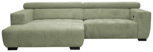 ECKSOFA in Webstoff Olivgrün  - Schwarz/Olivgrün, Konventionell, Textil/Metall (182/279cm) - Hom`in