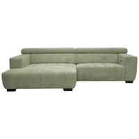 ECKSOFA in Webstoff Olivgrün  - Schwarz/Olivgrün, Konventionell, Textil/Metall (182/279cm) - Hom`in