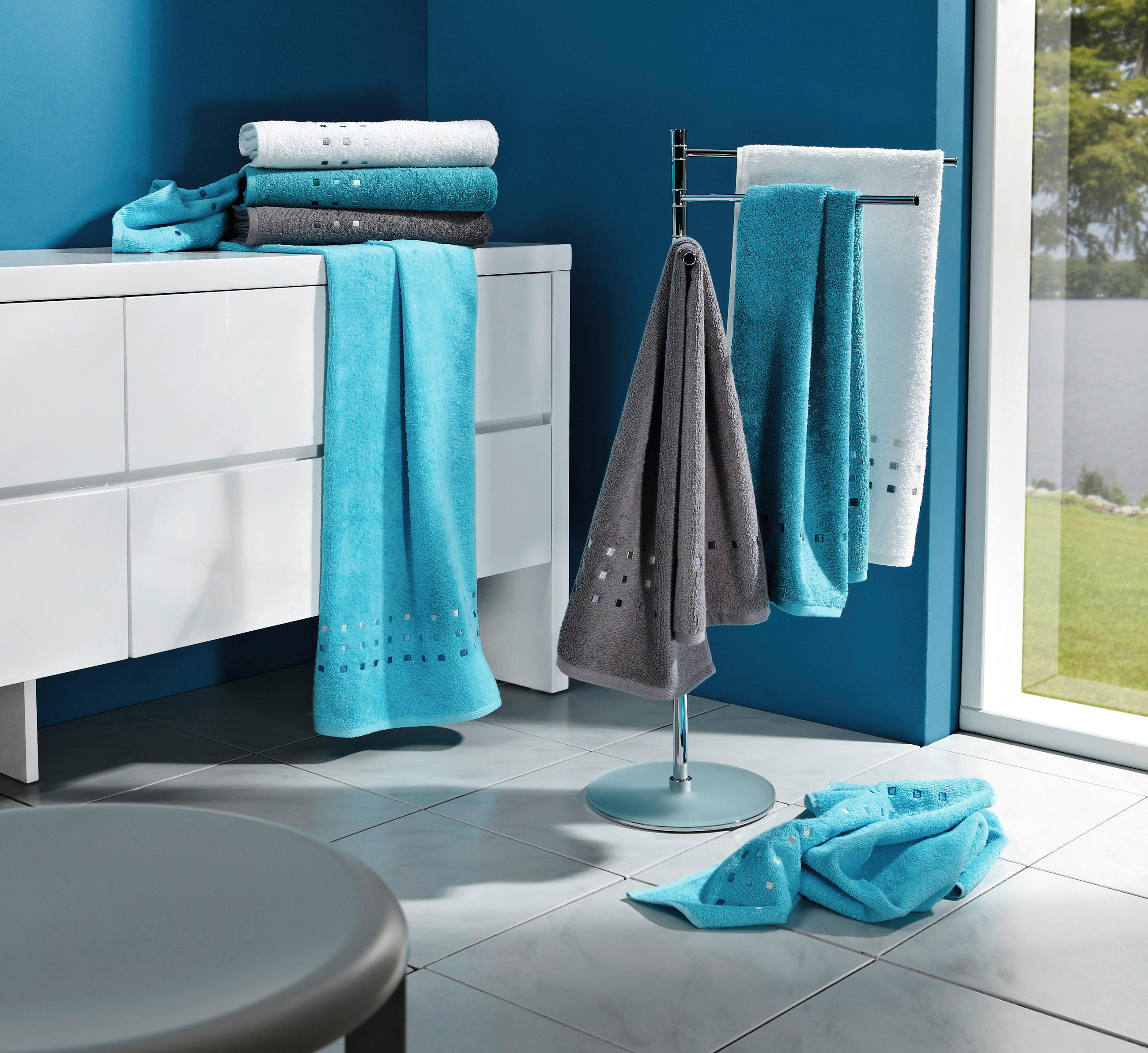 HANDTUCH Quattro Blau  - Blau, Basics, Textil (50/100cm) - Esposa