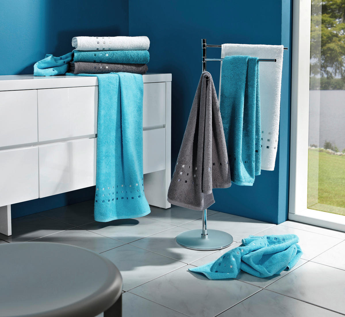 HANDTUCH Quattro Blau  - Blau, Basics, Textil (50/100cm) - Esposa