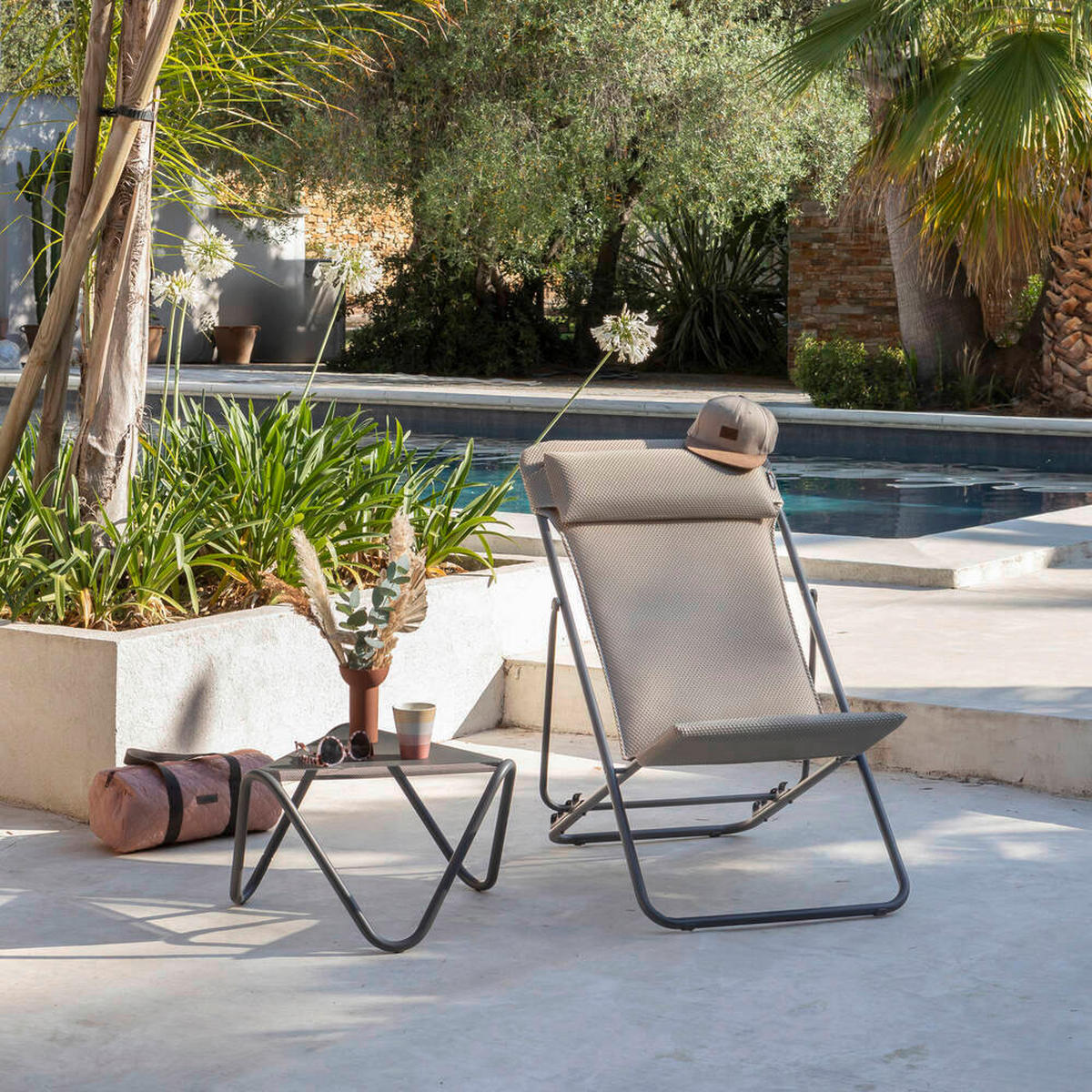 STRANDSTUHL Stahl Titanfarben, Mokka  - Titanfarben/Mokka, Basics, Textil/Metall (62/91/76cm) - Lafuma Mobilier