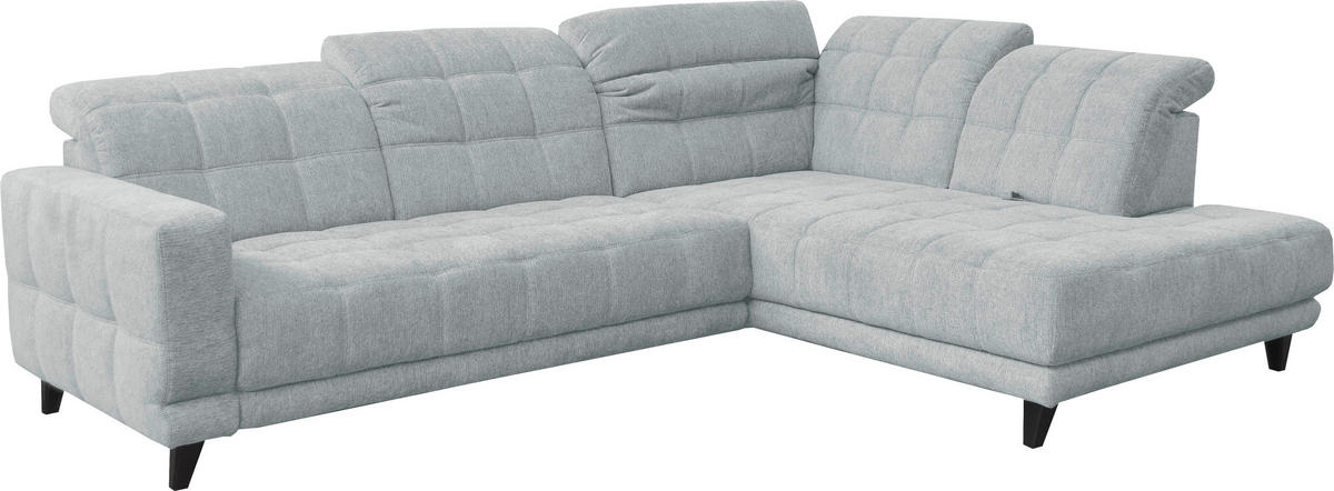 ECKSOFA in Webstoff Hellgrau  - Hellgrau/Schwarz, Design, Holz/Textil (302/216cm) - Xora