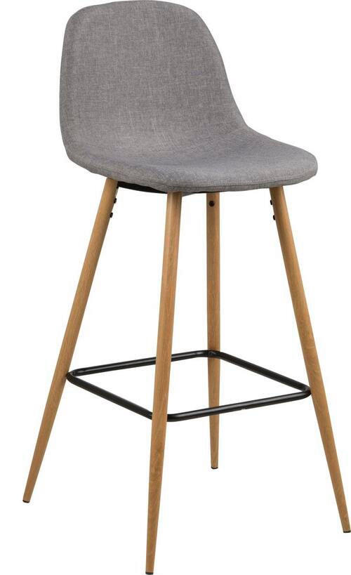 BARHOCKER Flachgewebe Hellgrau  - Eichefarben/Hellgrau, Design, Holz/Textil (46,6/101/51cm) - Livetastic