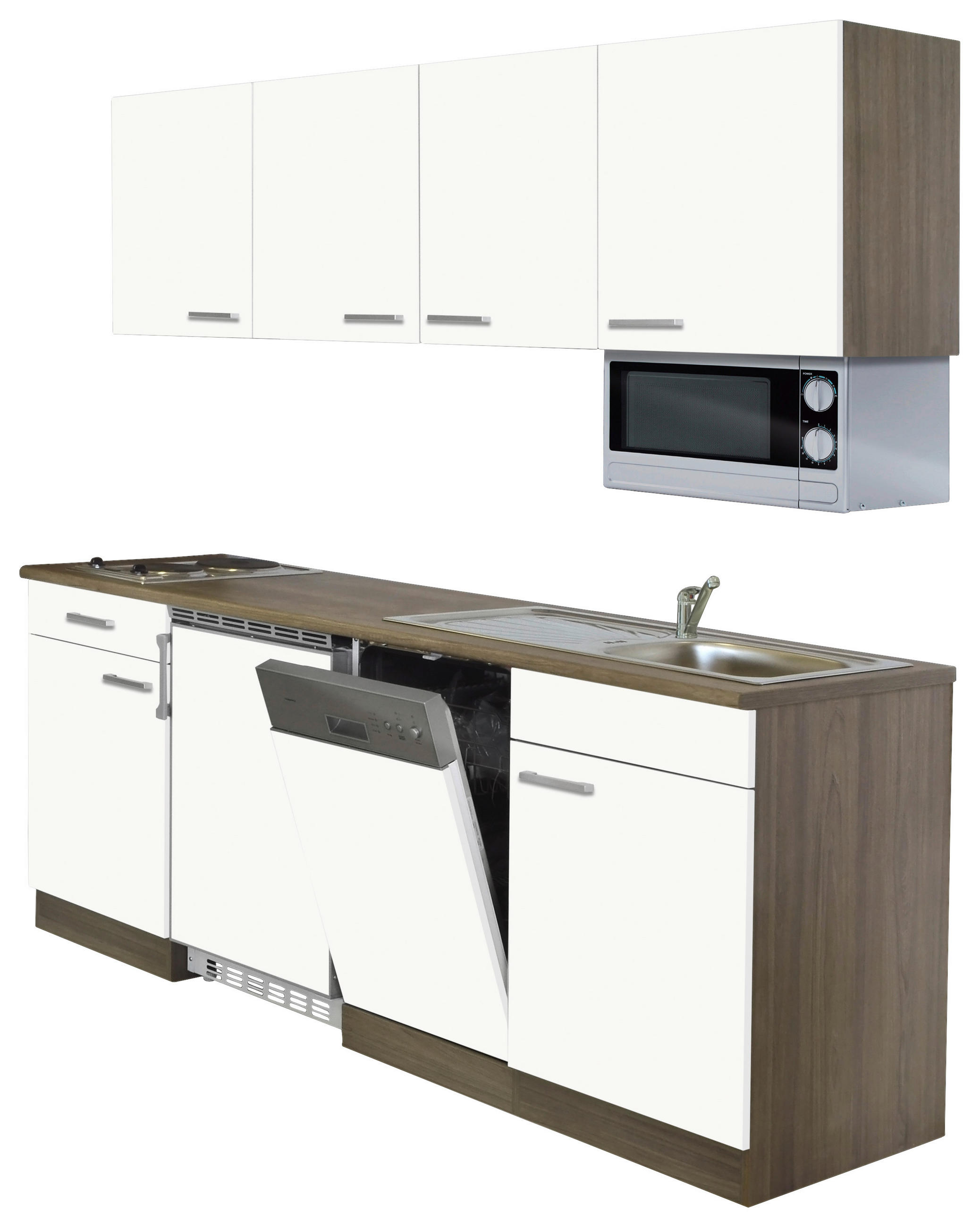 KÜCHENBLOCK 195 cm   in Weiß, Eichefarben  - Eichefarben/Weiß, Basics, Holzwerkstoff (195cm) - Respekta