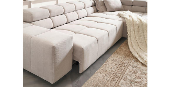 ECKSOFA in Feincord Hellgrau  - Hellgrau/Schwarz, Design, Kunststoff/Textil (317/213cm) - Hom`in