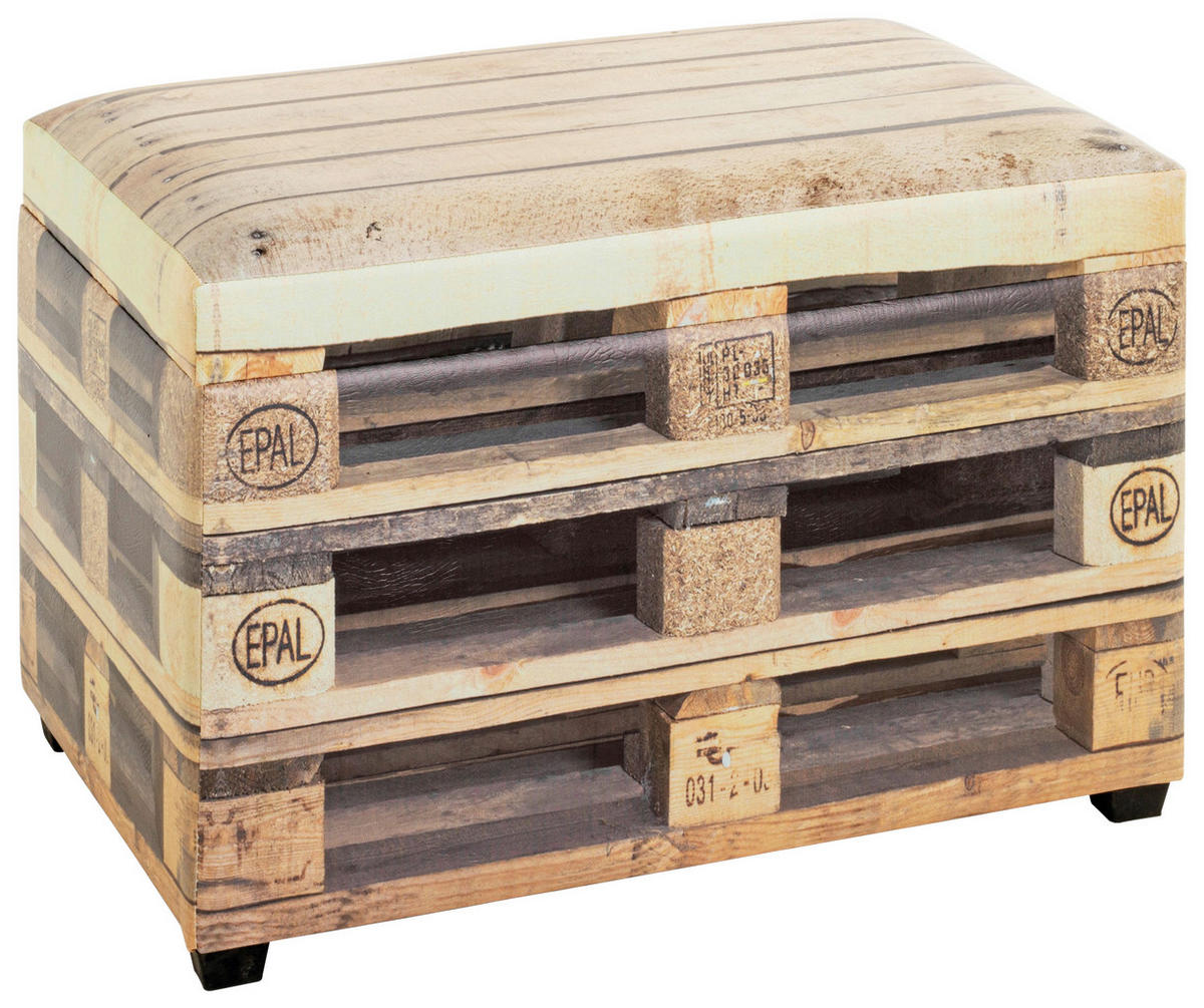 TRUHENBANK 58/42/39 cm Lederlook Dunkelbraun, Hellbraun  - Hellbraun/Dunkelbraun, Design, Textil (58/42/39cm)