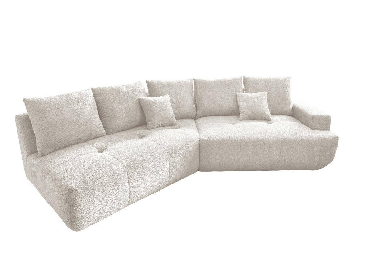 BIGSOFA Bouclé Weiß  - Schwarz/Weiß, MODERN, Kunststoff/Textil (323/91/155cm) - Livetastic