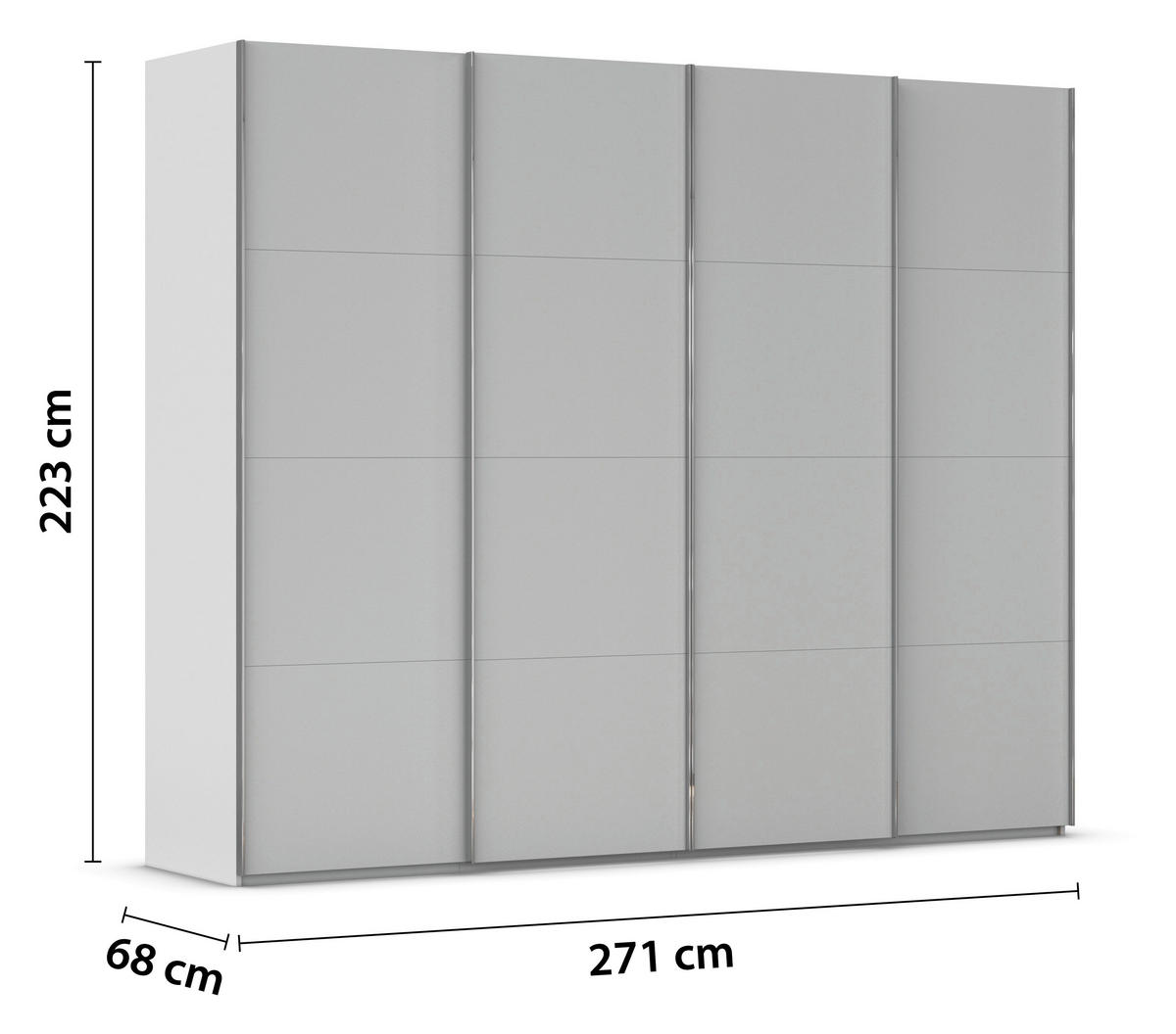 SCHWEBETÜRENSCHRANK 271/223/68 cm 4-türig Grau  - Chromfarben/Grau, Design, Holzwerkstoff/Metall (271/223/68cm) - Novel