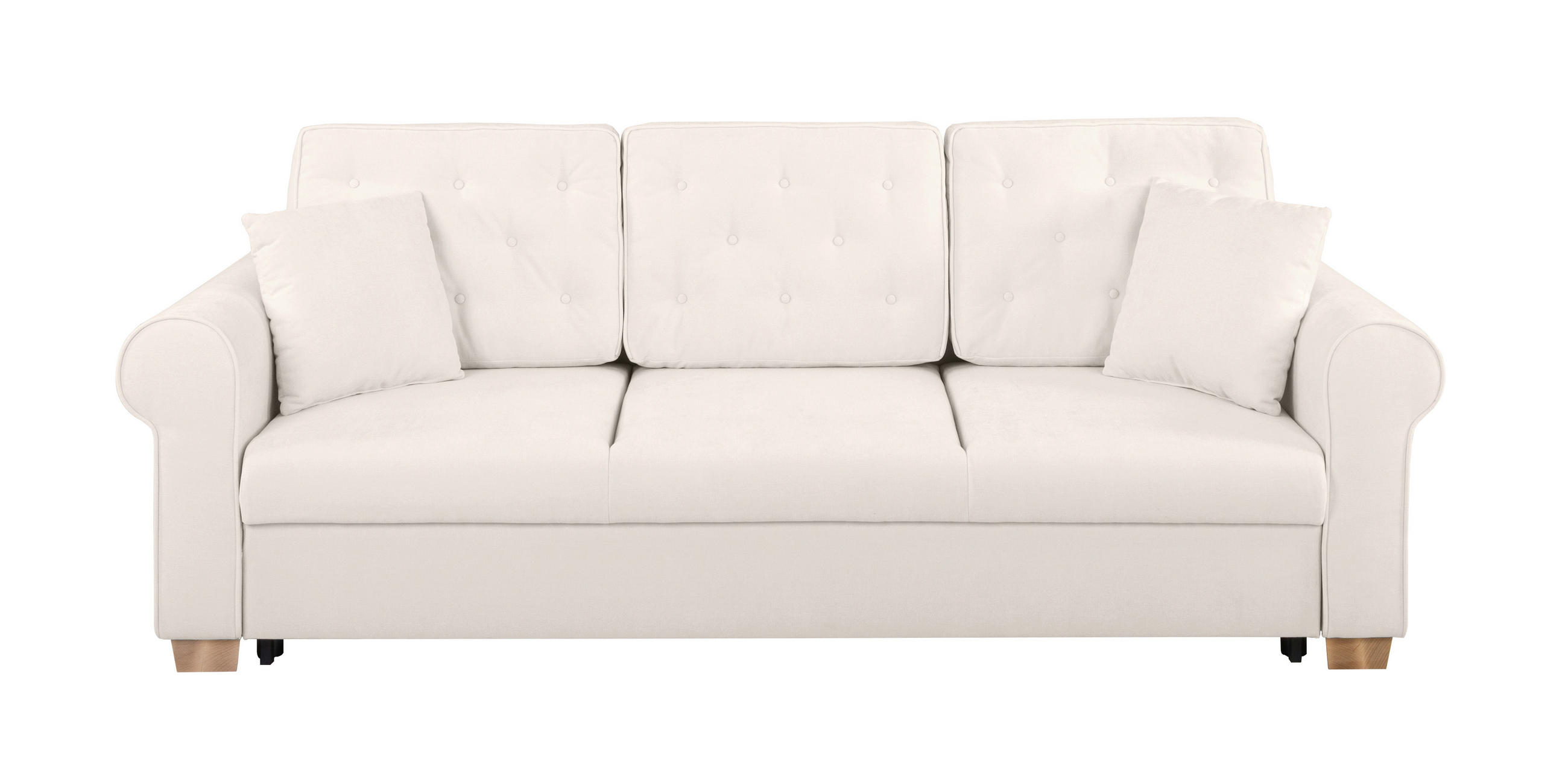 SCHLAFSOFA in Chenille Creme  - Buchefarben/Creme, Design, Holz/Textil (240/94/98cm) - MID.YOU