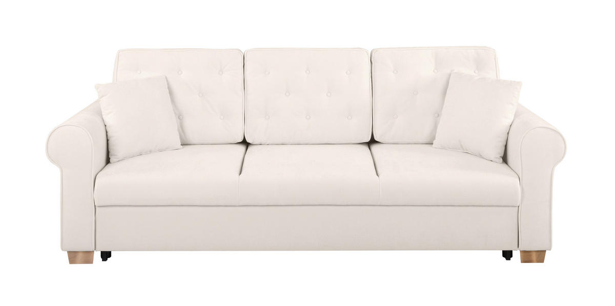 SCHLAFSOFA in Chenille Creme  - Buchefarben/Creme, Design, Holz/Textil (240/94/98cm) - MID.YOU