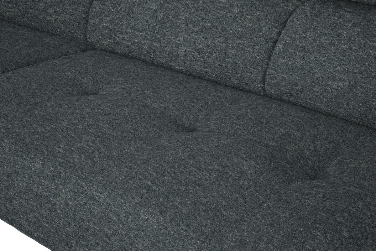 ECKSOFA in Chenille Grau  205/280 cm  - Schwarz/Grau, Design, Textil/Metall (205/280cm) - Xora