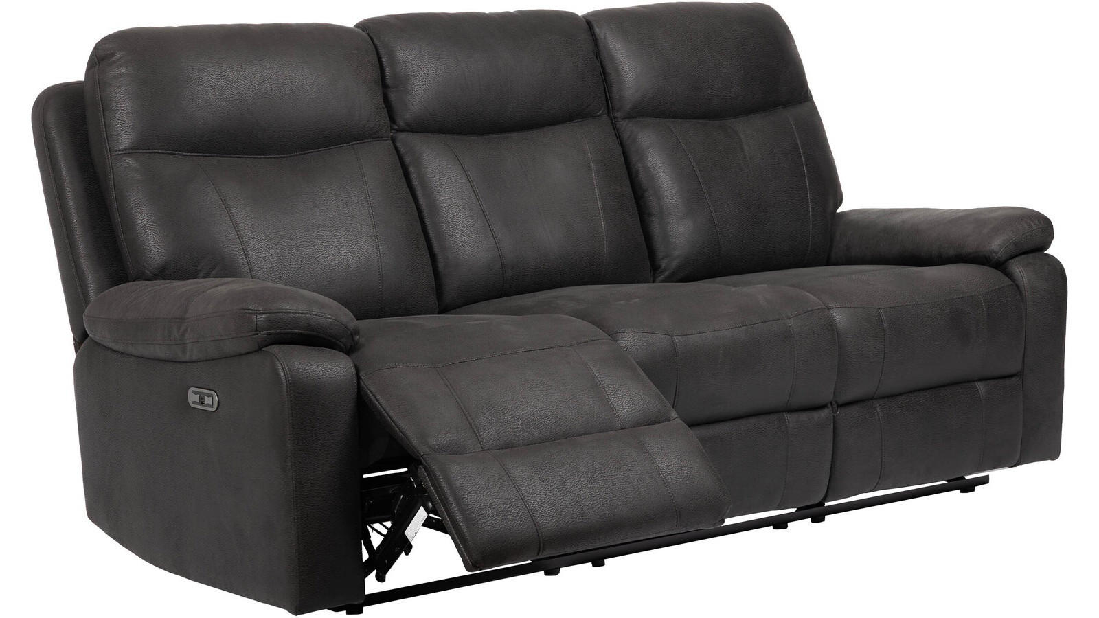 RECLINERSOFFA i grå  - svart/grå, Klassisk, metall/trä (205/102/97cm) - Best Price