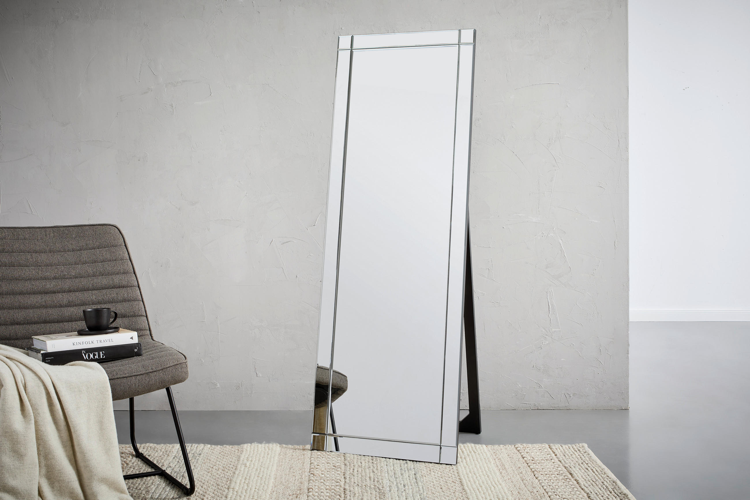 STANDSPIEGEL 55/160/5 cm  - Silberfarben, Trend, Glas/Holzwerkstoff (55/160/5cm) - Xora