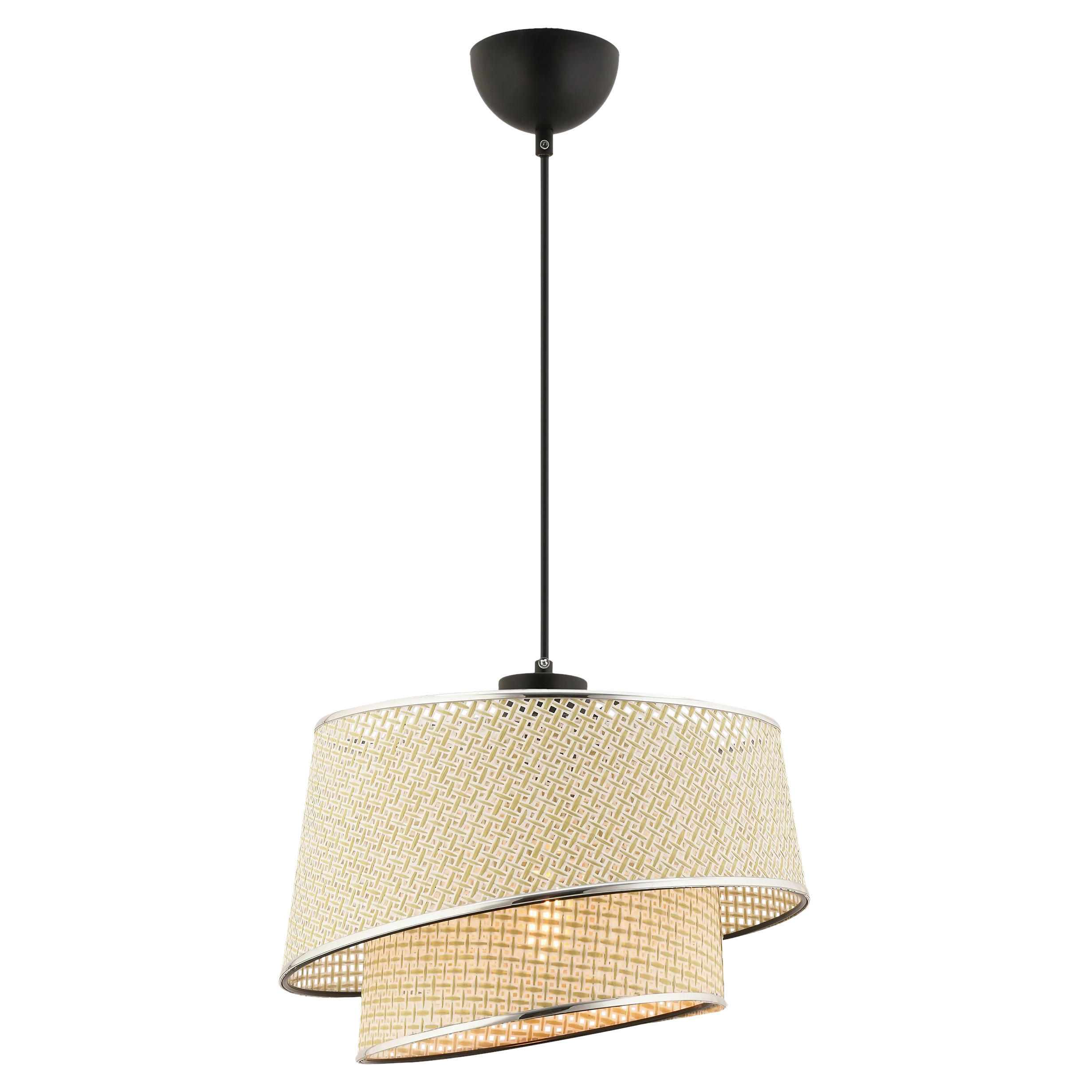 HÄNGELEUCHTE 32/65 cm   - Silberfarben/Creme, Design, Textil/Metall (32/65cm) - P & B