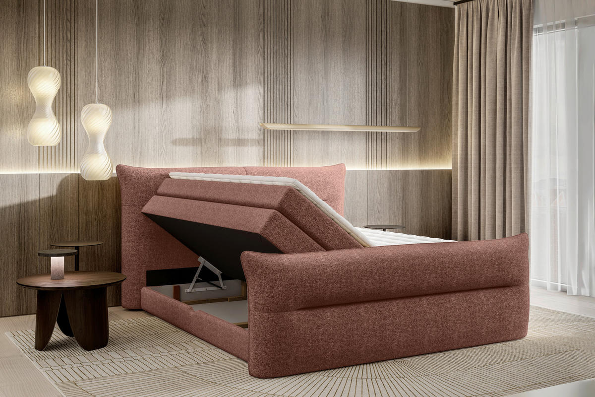 BOXSPRINGBETT 180/200 cm  in Rot  - Rot/Schwarz, Design, Kunststoff/Textil (180/200cm) - Chameo
