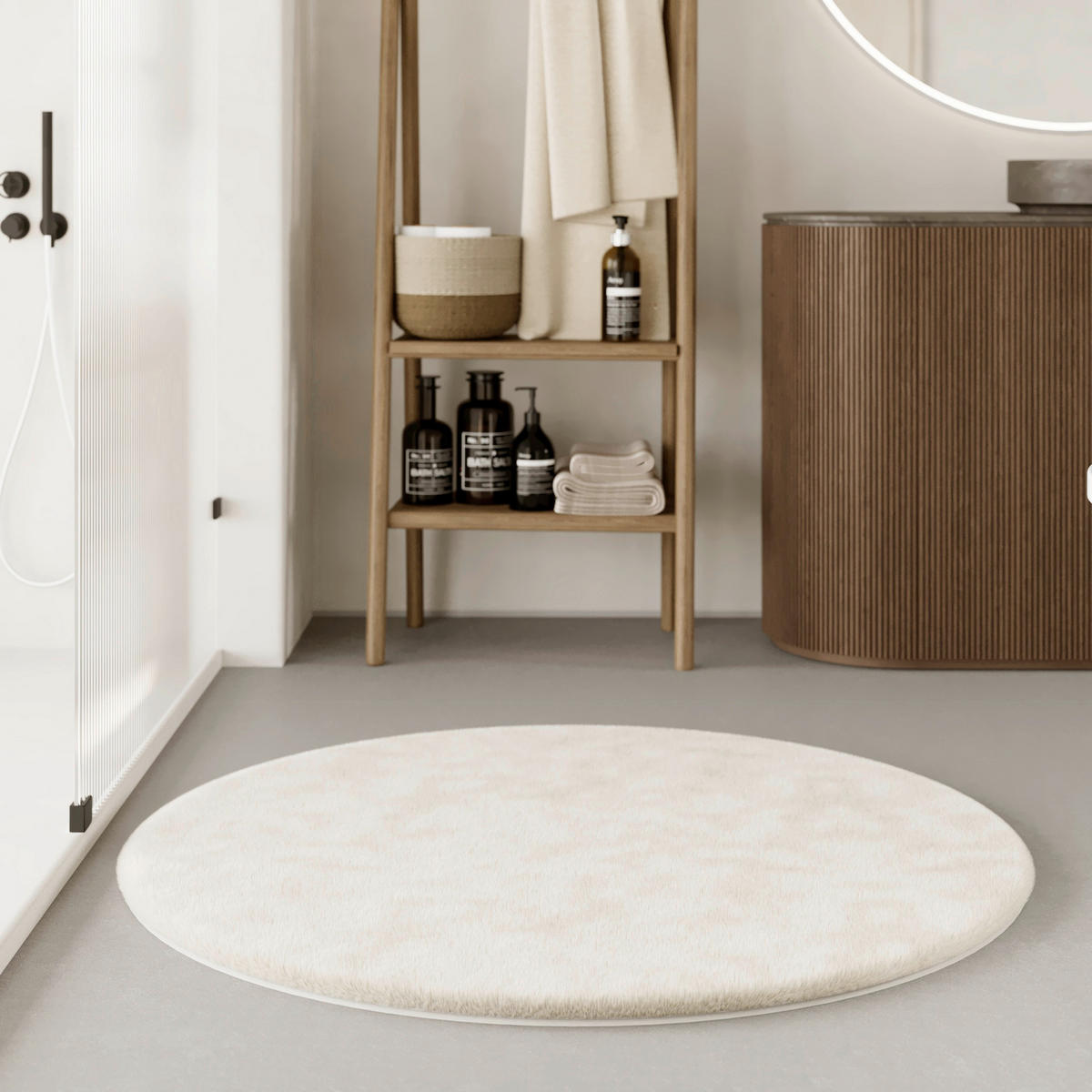 BADTEPPICH Creme, Beige 90 cm  - Beige/Creme, Basics, Kunststoff/Textil (90cm) - WECON HOME
