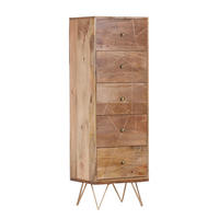 HIGHBOARD  in 50/153/43 cm  - Goldfarben/Naturfarben, Design, Holz/Metall (50/153/43cm) - Landscape