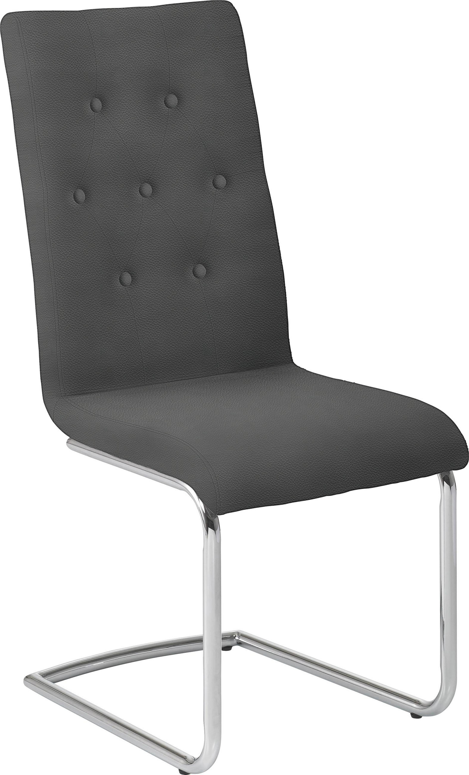 Schwingstuhl in Metall, Leder Grau, Edelstahlfarben